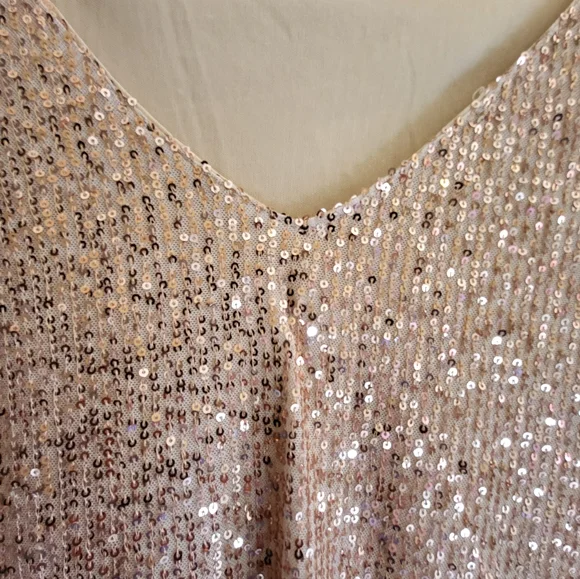 CLEARANCE LOFT Sequin Sleeveless Top - Rose Gold - Picture 3 of 13
